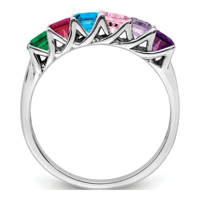 Sterling Silver or 14K White Gold 6-Stone Mother's Ring – view 3