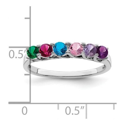Sterling Silver or 14K White Gold 6-Stone Mother's Ring – view 6