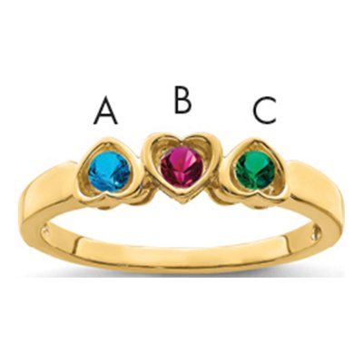 14K Yellow Gold 3-Stone Mother's Ring