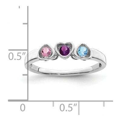 Sterling Silver or 14K White Gold Personalized 3-Stone Mother's Ring – view 6