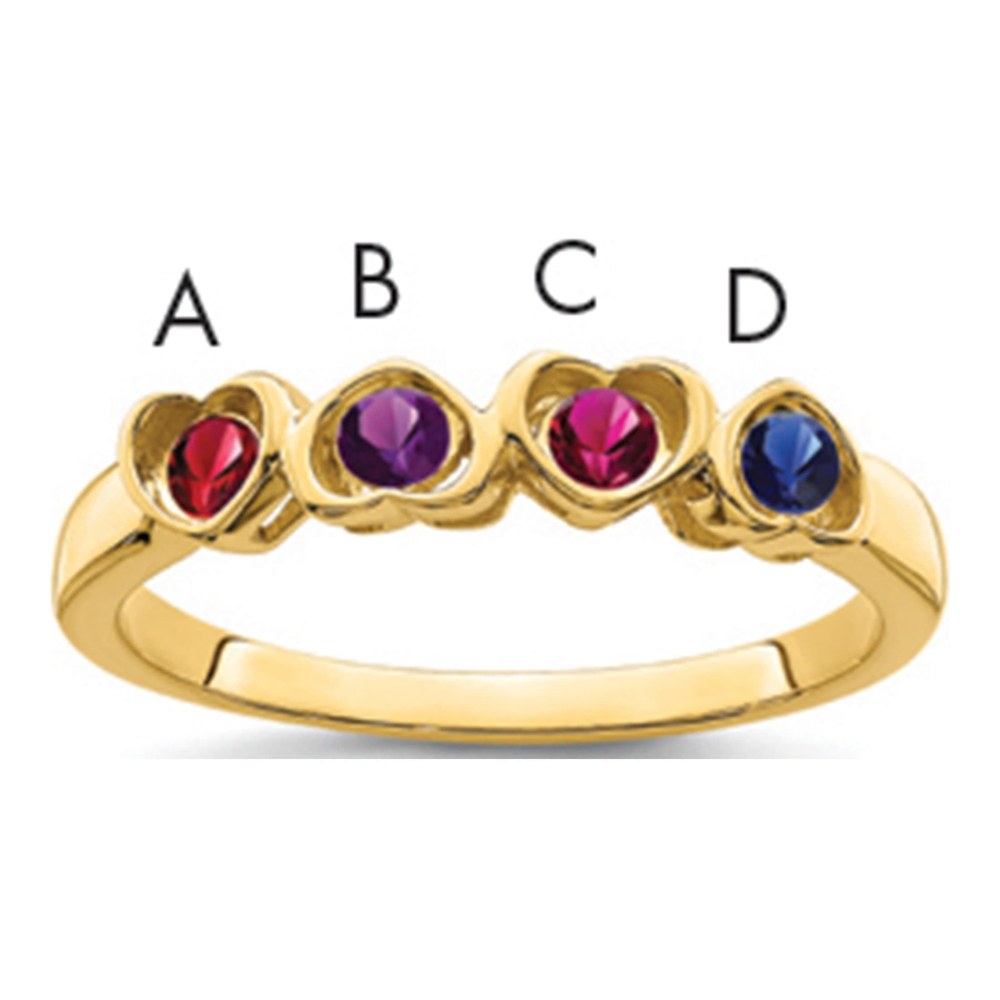 14K Genuine 4 Stone Mother's Ring