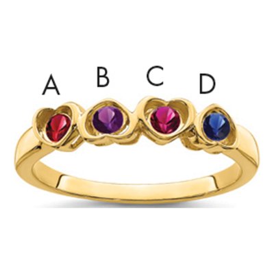 14K Yellow Gold 4-Stone Mother's Ring