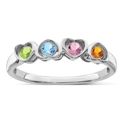 Sterling Silver Personalized 4-Stone Mother's Ring – view 2