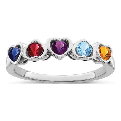 Sterling Silver or 14K White Gold Personalized 5-Stone Mother's Ring – view 2