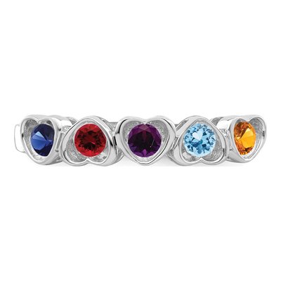 Sterling Silver or 14K White Gold Personalized 5-Stone Mother's Ring – view 5