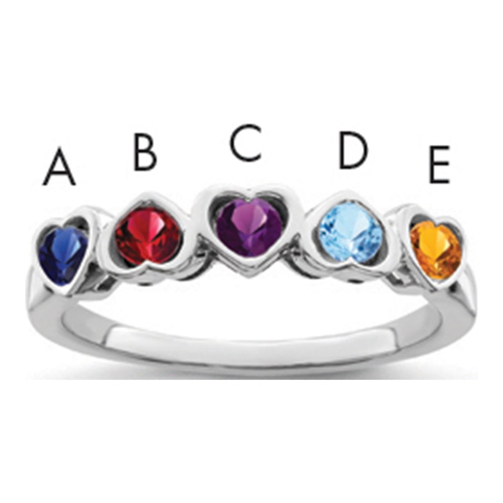 Personalized Sterling Silver 5 Stone Mother's Ring
