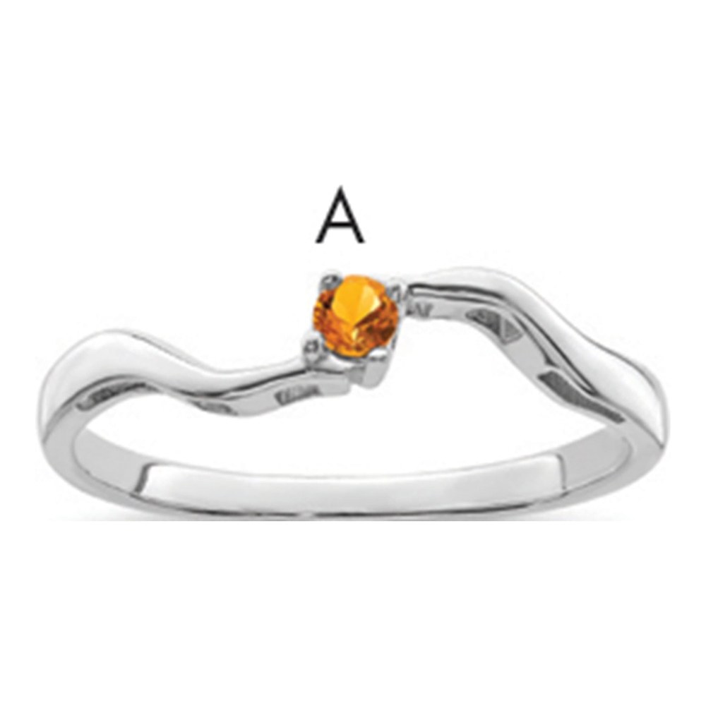 Sterling Silver or 14K White Gold 1-Stone Mother's Ring