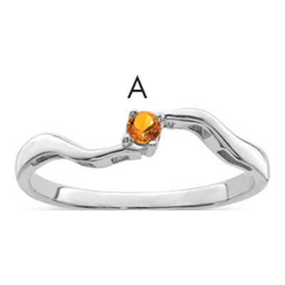 Sterling Silver or 14K White Gold 1-Stone Mother's Ring