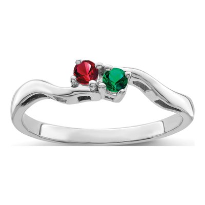 Sterling Silver or 14K White Gold 2-Stone Mother's Ring – view 2