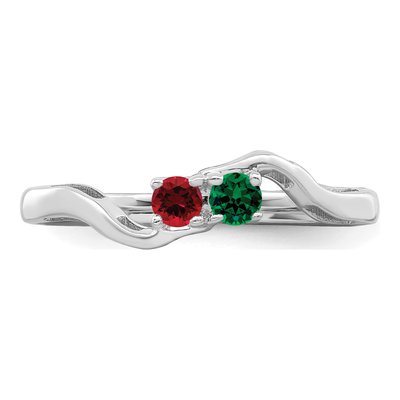 Sterling Silver or 14K White Gold 2-Stone Mother's Ring – view 5