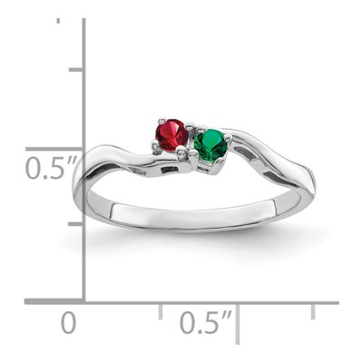 Sterling Silver or 14K White Gold 2-Stone Mother's Ring – view 6