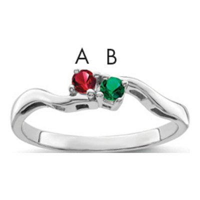 Sterling Silver or 14K White Gold 2-Stone Mother's Ring