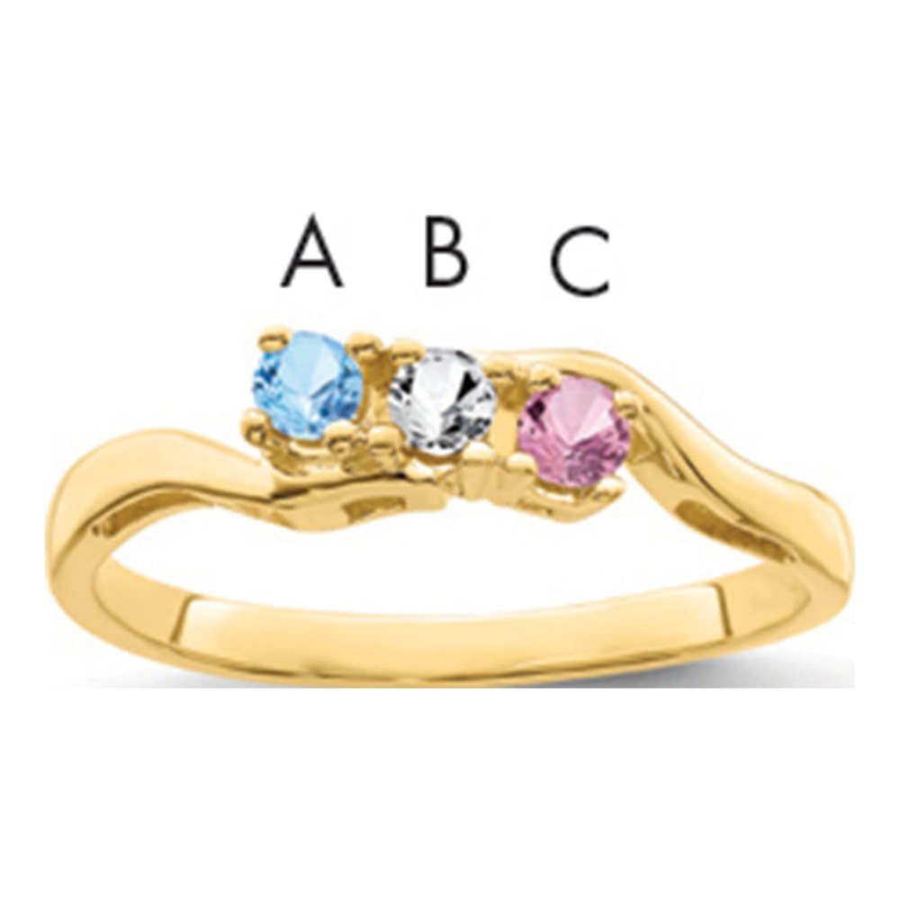 14K Genuine 3 Stone Mother's Ring