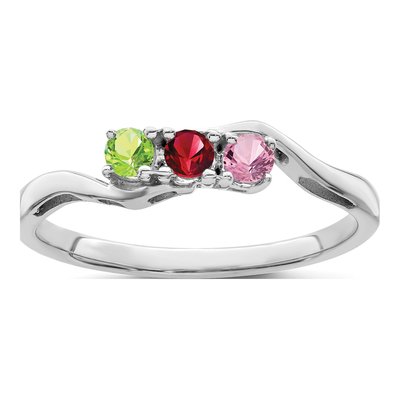 Personalized Sterling Silver 3-Stone Mother's Ring – view 2