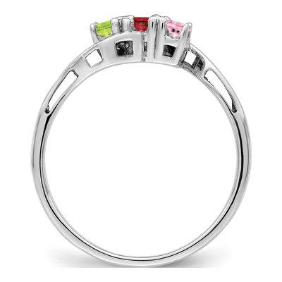 Personalized Sterling Silver 3-Stone Mother's Ring – view 3