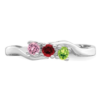 Personalized Sterling Silver 3-Stone Mother's Ring – view 5