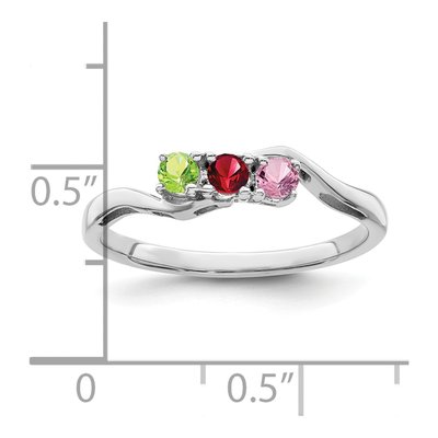Personalized Sterling Silver 3-Stone Mother's Ring – view 6