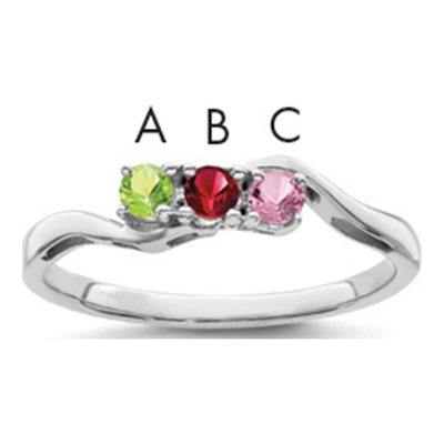 Personalized Sterling Silver 3-Stone Mother's Ring