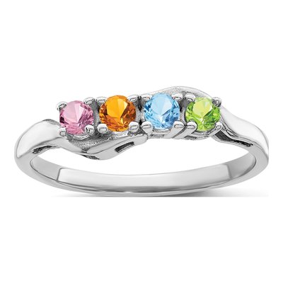 14K White Gold 4-Stone Mother's Ring – view 2