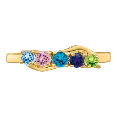 14K Yellow Gold 5-Stone Mother's Ring – view 4