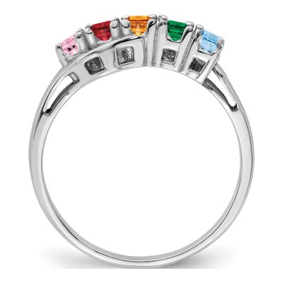 Sterling Silver or 14K White Gold Personalized 5-Stone Mother's Ring – view 3
