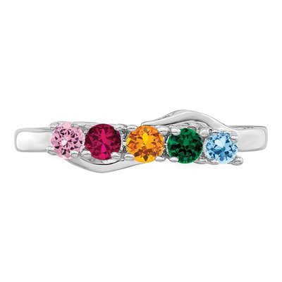 Sterling Silver or 14K White Gold Personalized 5-Stone Mother's Ring – view 5