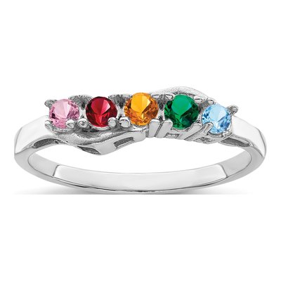 14K White Gold 5-Stone Mother's Ring – view 2