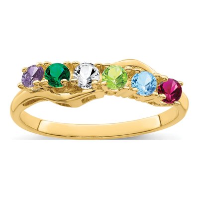 14K Yellow Gold 6-Stone Mother's Ring – view 2