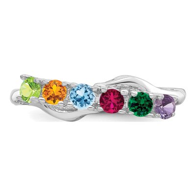Sterling Silver or 14K White Gold 6-Stone Mother's Ring – view 5