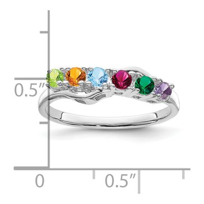 Sterling Silver or 14K White Gold 6-Stone Mother's Ring – view 6