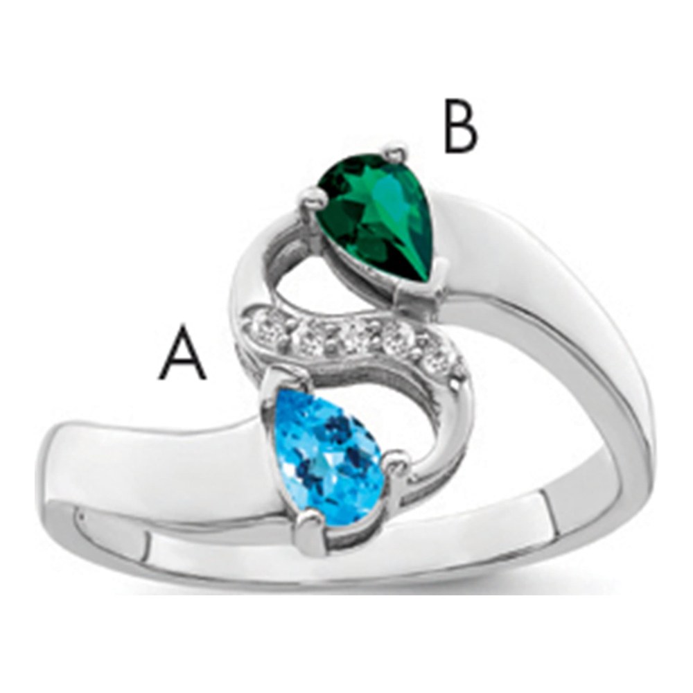 Sterling Silver Diamond Personalized Couple Family Ring