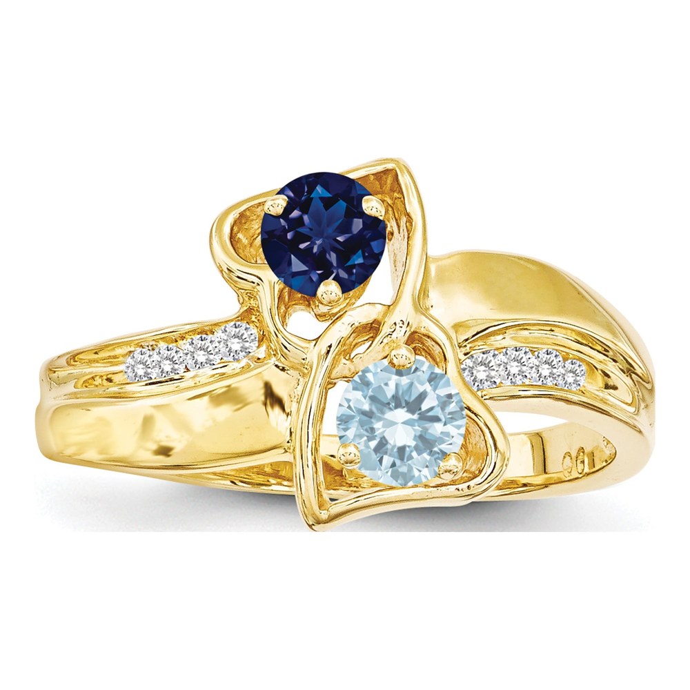 14K Yellow Gold 1/10 ct tw Diamond Personalized Family Ring
