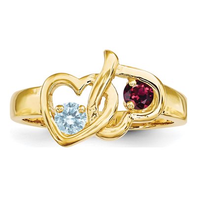 14K Yellow Gold Personalized Birthstone Family Ring