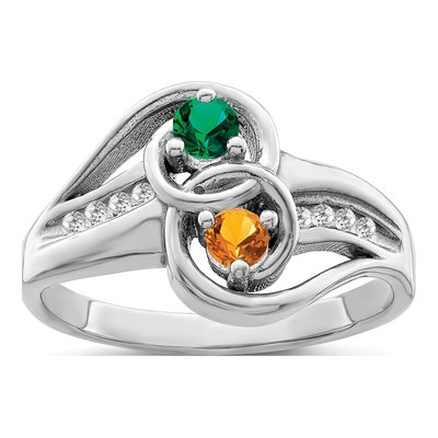 Sterling Silver 1/10 ct tw Diamond Personalized Couple Family Ring – view 2
