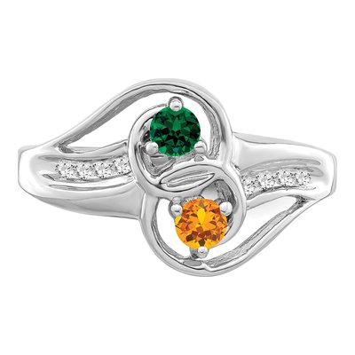 Sterling Silver 1/10 ct tw Diamond Personalized Couple Family Ring – view 5