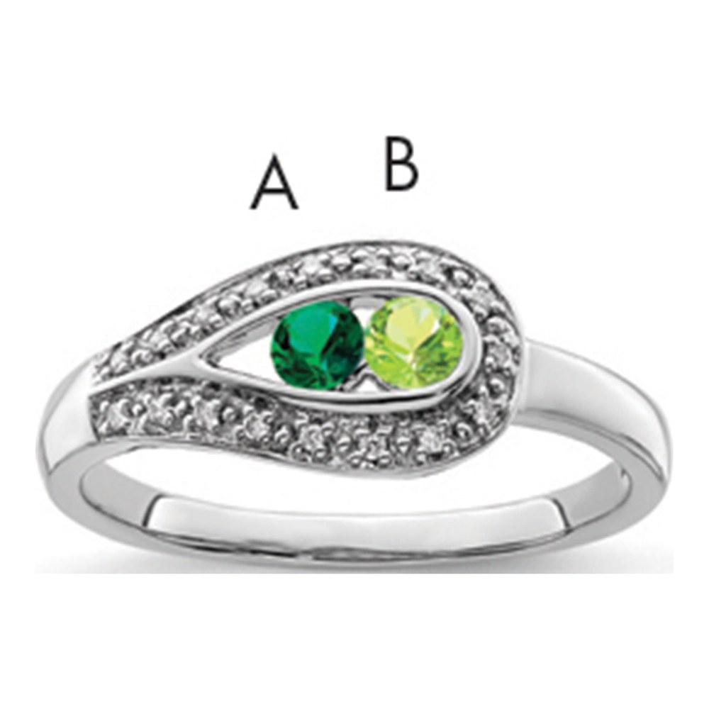 14K White Gold 1/20 ct tw Diamond Family Ring