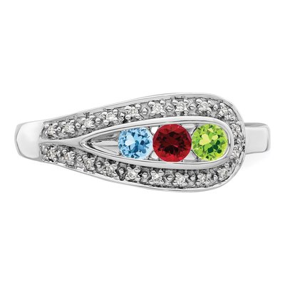 14K White Gold 1/20 ct tw Diamond Semi-Set Family Ring – view 5