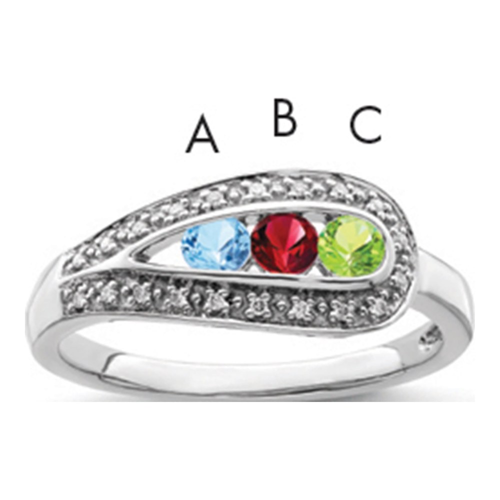14K White Gold 1/20 ct tw Diamond Family Ring
