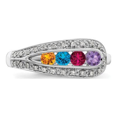 14K White Gold 1/10 ct tw Diamond Semi-Set Family Ring – view 5