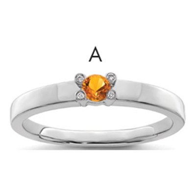 14K White Gold Diamond Personalized Family Ring