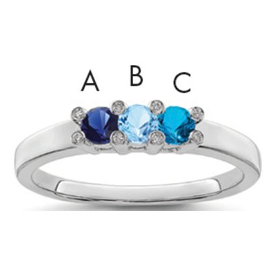 14K White Gold Diamond Family Ring