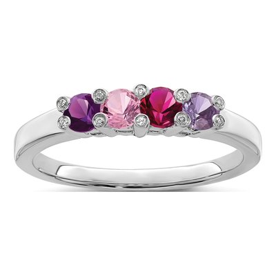 14K White Gold Diamond Custom Family Ring – view 2