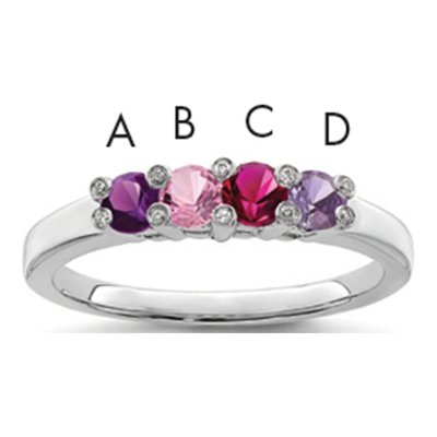 14K White Gold Diamond Custom Family Ring