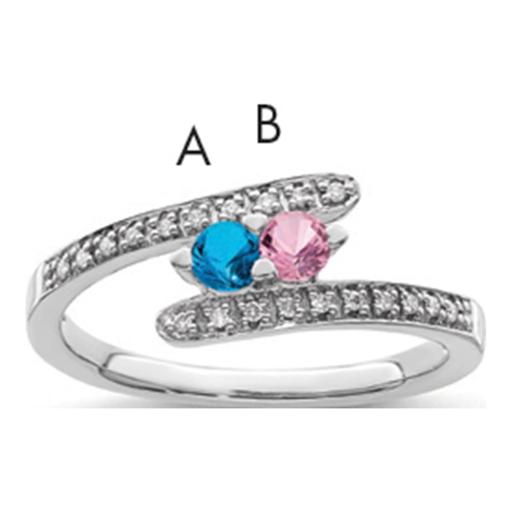 14K White Gold 1/15 ct tw Diamond Family Ring