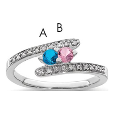 14K White Gold 1/15 ct tw Diamond Family Ring