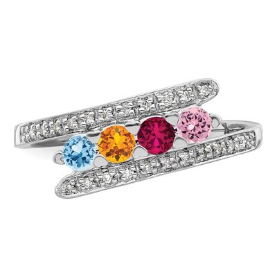 14K White Gold Diamond Family Ring Semi-Mount – view 5
