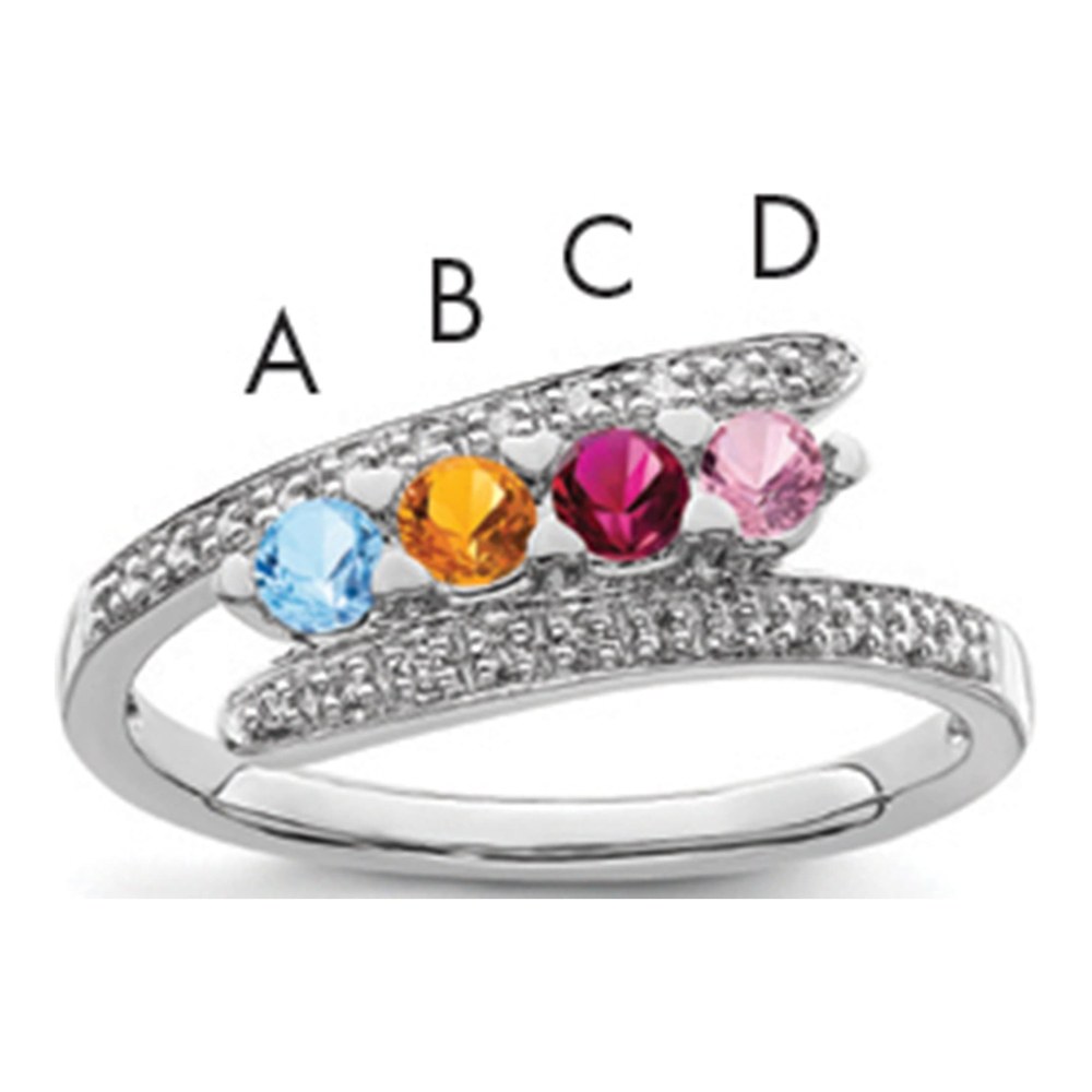14K White Gold 1/15 ct tw Diamond Family Ring