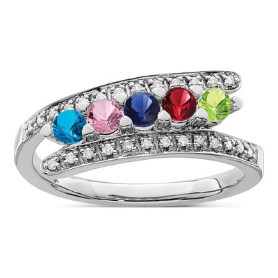 14K White Gold 1/10 ct tw Diamond Custom Family Ring – view 2