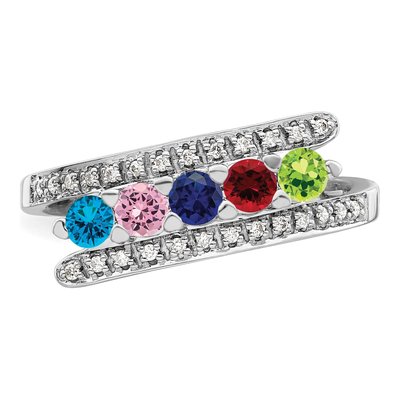 14K White Gold 1/10 ct tw Diamond Custom Family Ring – view 5