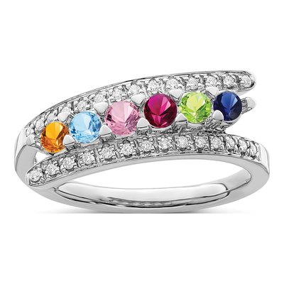 14K White Gold 0.11 ct tw Diamond Family Semi-Set Mother's Ring – view 2